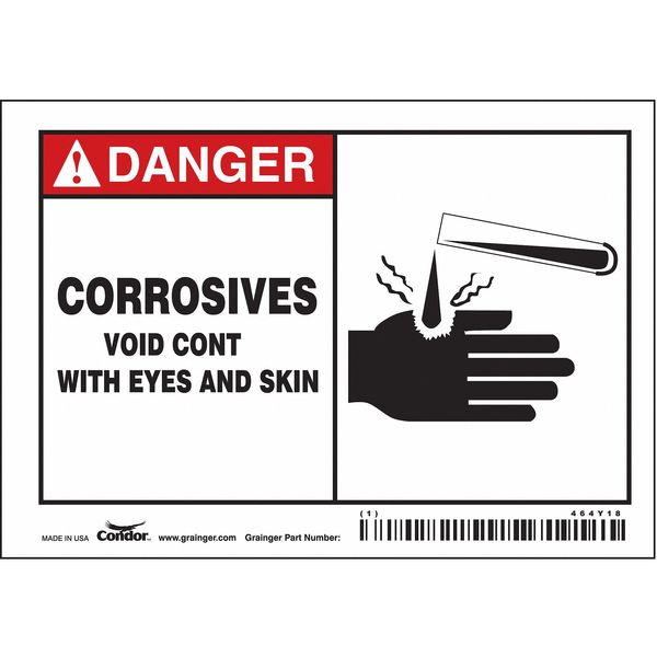 Safety Sign, 3 in Height, 5 in Width, Vinyl, Horizontal Rectangle, English