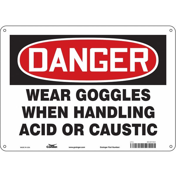 Safety Sign, 10 in Height, 14 in Width, Polyethylene, Horizontal Rectangle, English, 464Y42