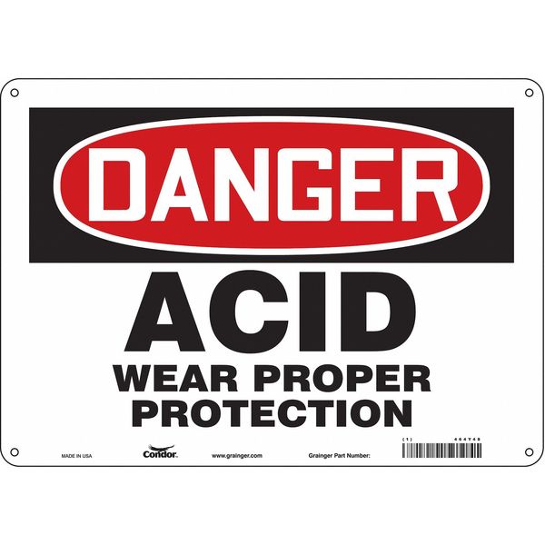 Safety Sign, 10 in Height, 14 in Width, Polyethylene, Horizontal Rectangle, English, 464Y48