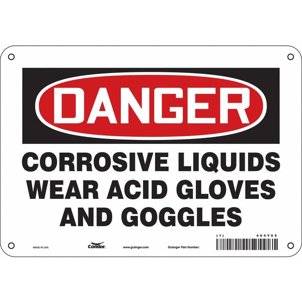 Safety Sign, 7 in Height, 10 in Width, Polyethylene, Vertical Rectangle, English, 464Y65
