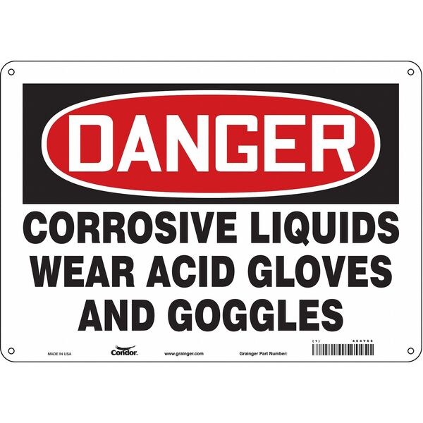 Safety Sign, 10 in Height, 14 in Width, Polyethylene, Horizontal Rectangle, English, 464Y66