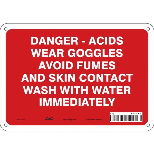 Safety Sign, 7 in Height, 10 in Width, Polyethylene, Vertical Rectangle, English, 464Z80