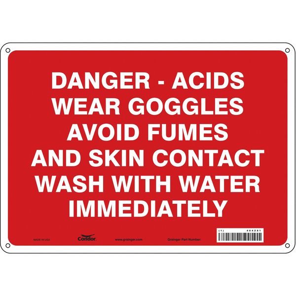 Safety Sign, 10 in Height, 14 in Width, Polyethylene, Horizontal Rectangle, English, 464Z81