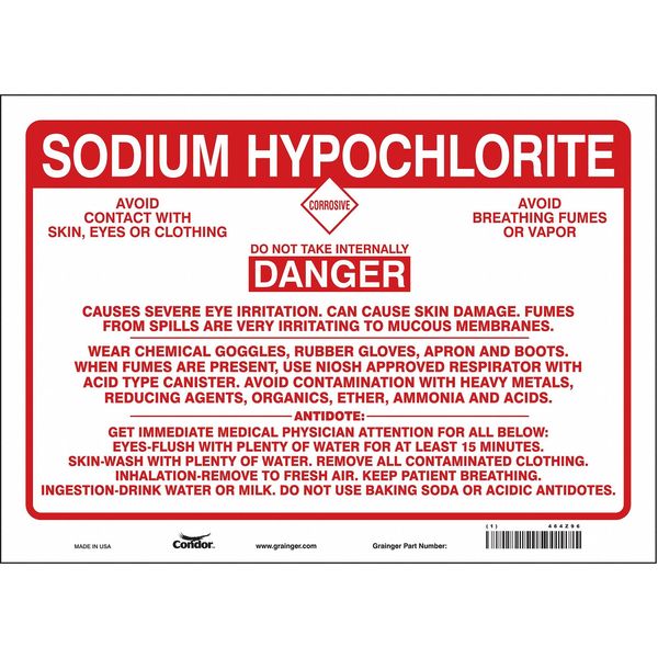 Safety Sign, 10 in Height, 14 in Width, Vinyl, Horizontal Rectangle, English, 464Z96