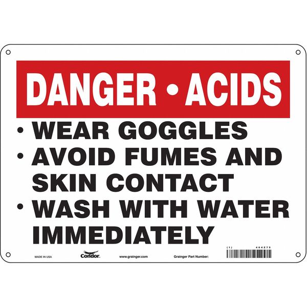 Safety Sign, 10 in Height, 14 in Width, Polyethylene, Horizontal Rectangle, English, 464Z75
