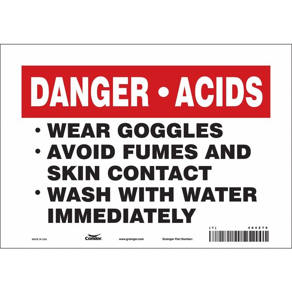 Safety Sign, 7 in Height, 10 in Width, Vinyl, Vertical Rectangle, English, 464Z76