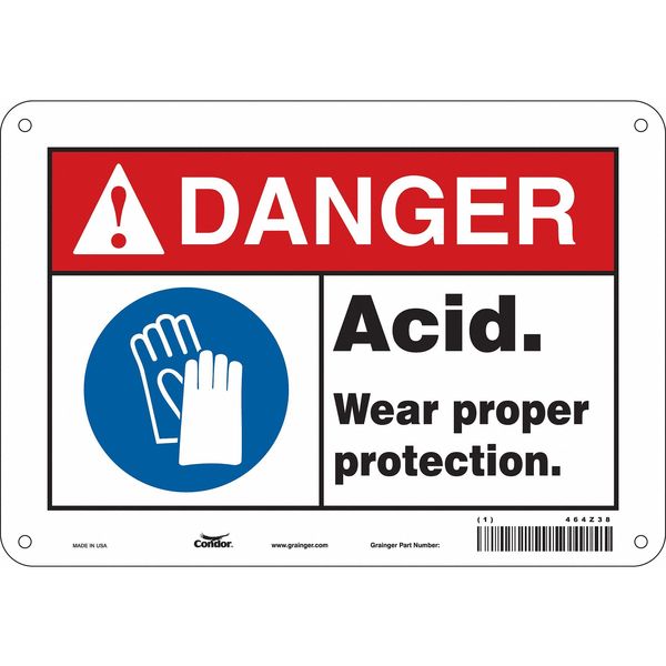 Safety Sign, 7 in Height, 10 in Width, Polyethylene, Vertical Rectangle, English, 464Z38