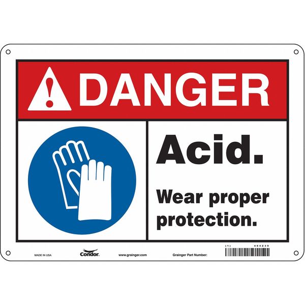 Safety Sign, 10 in Height, 14 in Width, Polyethylene, Horizontal Rectangle, English, 464Z39