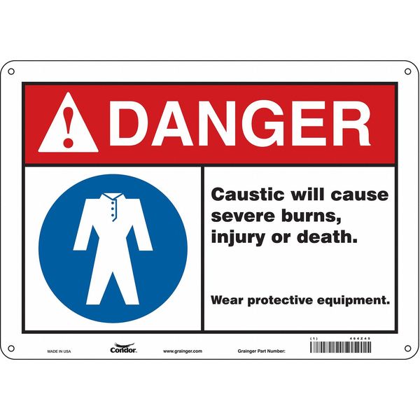 Safety Sign, 10 in Height, 14 in Width, Polyethylene, Horizontal Rectangle, English, 464Z45