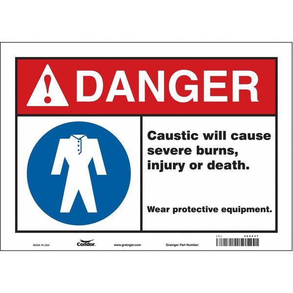 Safety Sign, 10 in Height, 14 in Width, Vinyl, Horizontal Rectangle, English, 464Z47