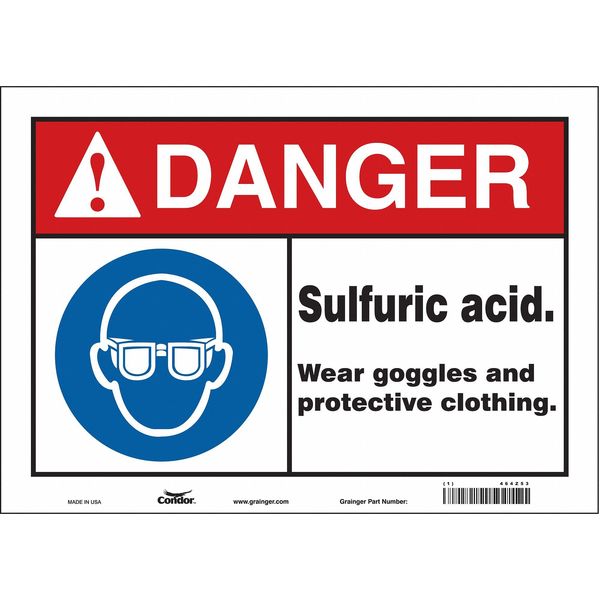 Safety Sign, 10 in Height, 14 in Width, Vinyl, Horizontal Rectangle, English, 464Z53