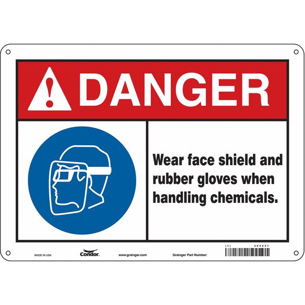 Safety Sign, 10 in Height, 14 in Width, Polyethylene, Horizontal Rectangle, English, 464Z57
