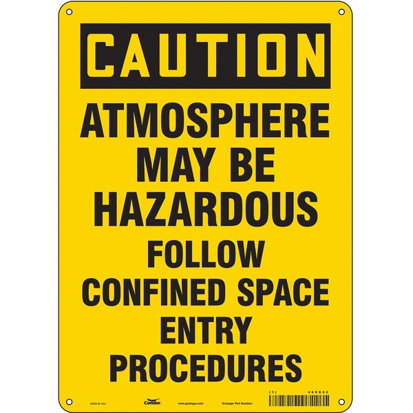 Safety Sign, 14 in Height, 10 in Width, Polyethylene, Vertical Rectangle, English, 465G22