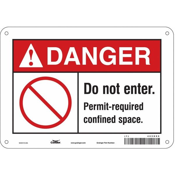 Safety Sign, 7 in Height, 10 in Width, Polyethylene, Vertical Rectangle, English, 465H99