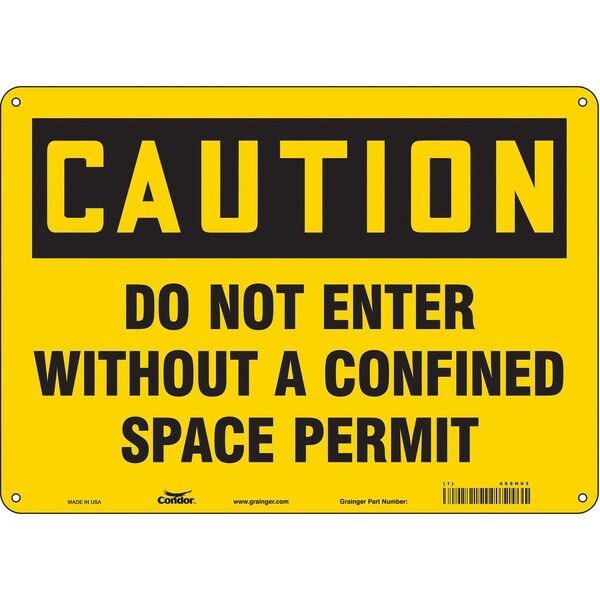 Safety Sign, 10 in Height, 14 in Width, Polyethylene, Horizontal Rectangle, English, 465H03