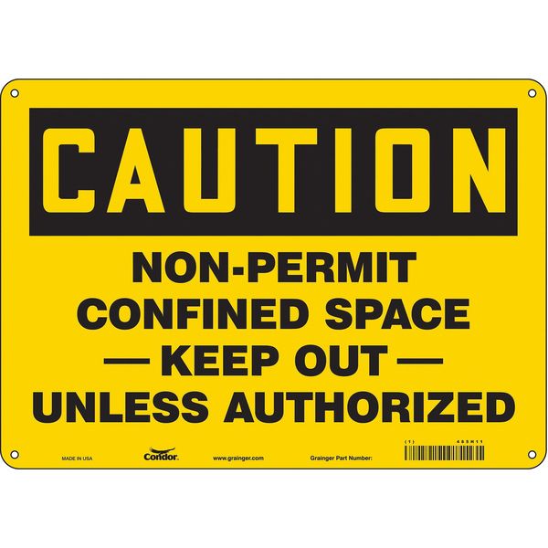 Safety Sign, 10 in Height, 14 in Width, Polyethylene, Horizontal Rectangle, English, 465H11