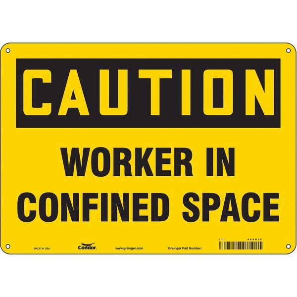 Safety Sign, 10 in Height, 14 in Width, Polyethylene, Horizontal Rectangle, English, 465H19