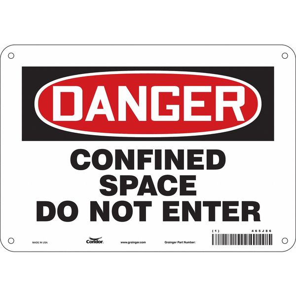 Safety Sign, 7 in Height, 10 in Width, Polyethylene, Vertical Rectangle, English, 465J86