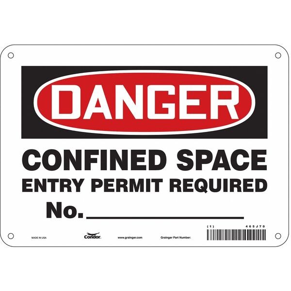 Safety Sign, 7 in Height, 10 in Width, Polyethylene, Vertical Rectangle, English, 465J70