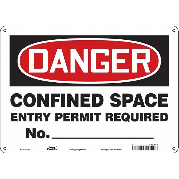 Safety Sign, 10 in Height, 14 in Width, Polyethylene, Horizontal Rectangle, English, 465J71