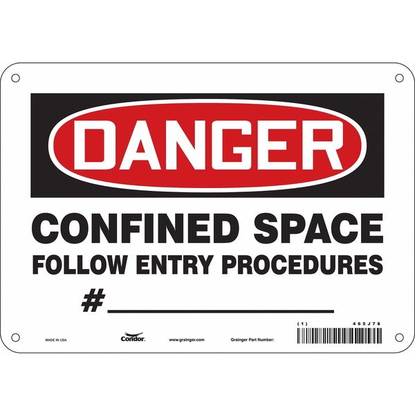 Safety Sign, 7 in Height, 10 in Width, Polyethylene, Vertical Rectangle, English, 465J78