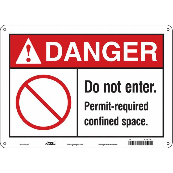 Safety Sign, 10 in Height, 14 in Width, Polyethylene, Horizontal Rectangle, English, 465J01