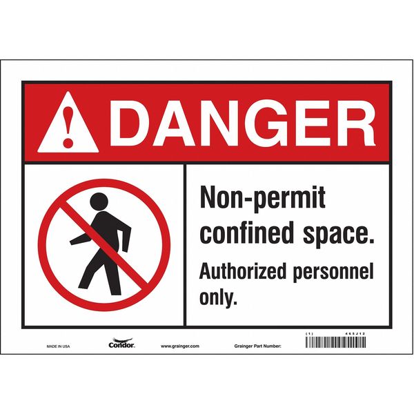 Safety Sign, 10 in Height, 14 in Width, Vinyl, Horizontal Rectangle, English, 465J12