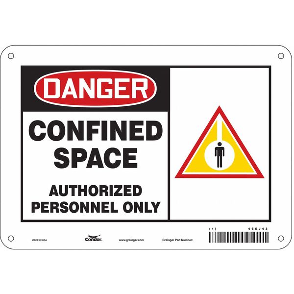 Safety Sign, 7 in Height, 10 in Width, Polyethylene, Vertical Rectangle, English, 465J43