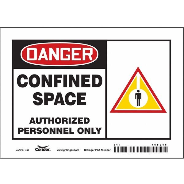 Safety Sign, 5 in Height, 7 in Width, Vinyl, Horizontal Rectangle, English, 465J46