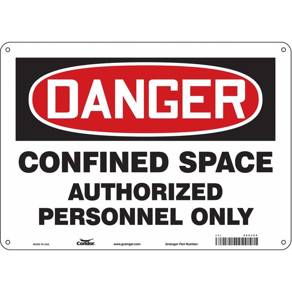 Safety Sign, 10 in Height, 14 in Width, Polyethylene, Horizontal Rectangle, English, 465J54
