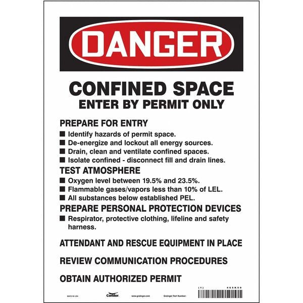 Safety Sign, 14 in Height, 10 in Width, Vinyl, Vertical Rectangle, English, 465K59