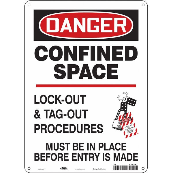 Safety Sign, 14 in Height, 10 in Width, Polyethylene, Vertical Rectangle, English, 465L87