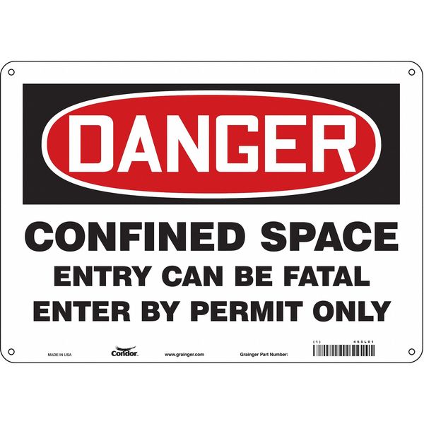 Safety Sign, 10 in Height, 14 in Width, Polyethylene, Horizontal Rectangle, English, 465L01