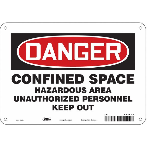 Safety Sign, 7 in Height, 10 in Width, Polyethylene, Vertical Rectangle, English, 465L08
