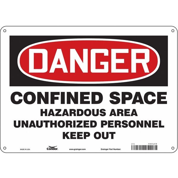 Safety Sign, 10 in Height, 14 in Width, Polyethylene, Horizontal Rectangle, English, 465L09