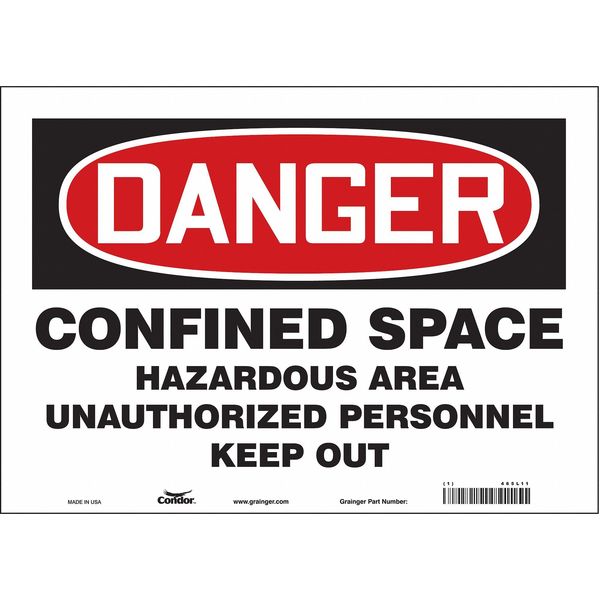Safety Sign, 10 in Height, 14 in Width, Vinyl, Horizontal Rectangle, English, 465L11