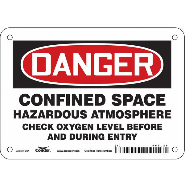 Safety Sign, 5 in Height, 7 in Width, Vinyl, Horizontal Rectangle, English, 465L28