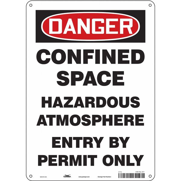 Safety Sign, 14 in Height, 10 in Width, Polyethylene, Vertical Rectangle, English, 465L37