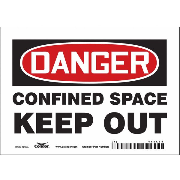 Safety Sign, 5 in Height, 7 in Width, Vinyl, Horizontal Rectangle, English, 465L54