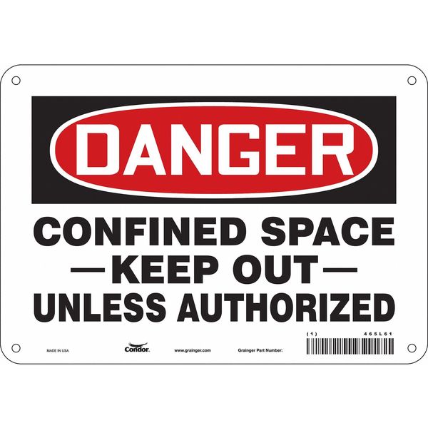 Safety Sign, 7 in Height, 10 in Width, Polyethylene, Vertical Rectangle, English, 465L61