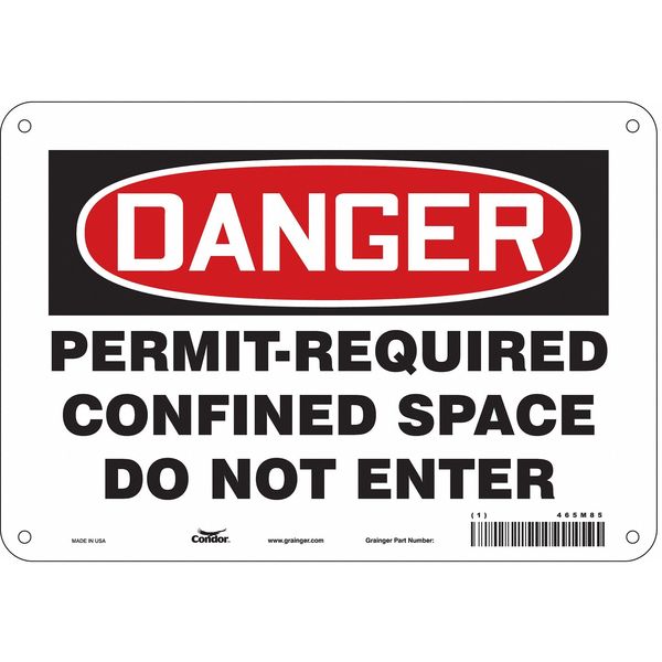 Safety Sign, 7 in Height, 10 in Width, Polyethylene, Vertical Rectangle, English, 465M85
