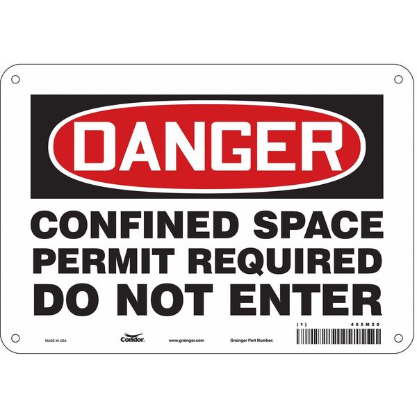 Safety Sign, 7 in Height, 10 in Width, Polyethylene, Vertical Rectangle, English, 465M20