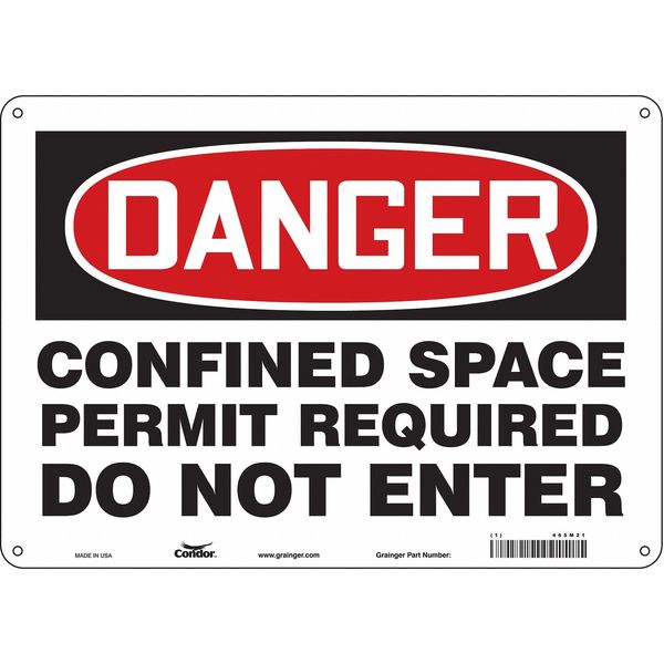 Safety Sign, 10 in Height, 14 in Width, Polyethylene, Horizontal Rectangle, English, 465M21