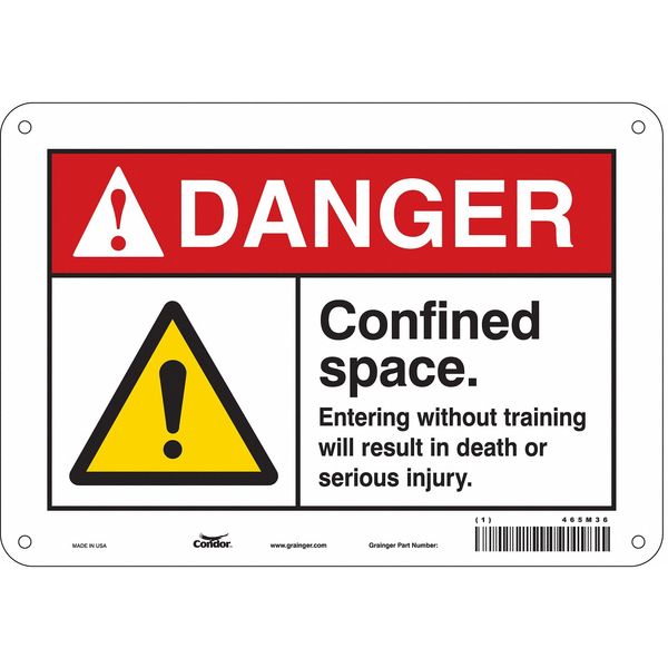 Safety Sign, 7 in Height, 10 in Width, Polyethylene, Vertical Rectangle, English, 465M36