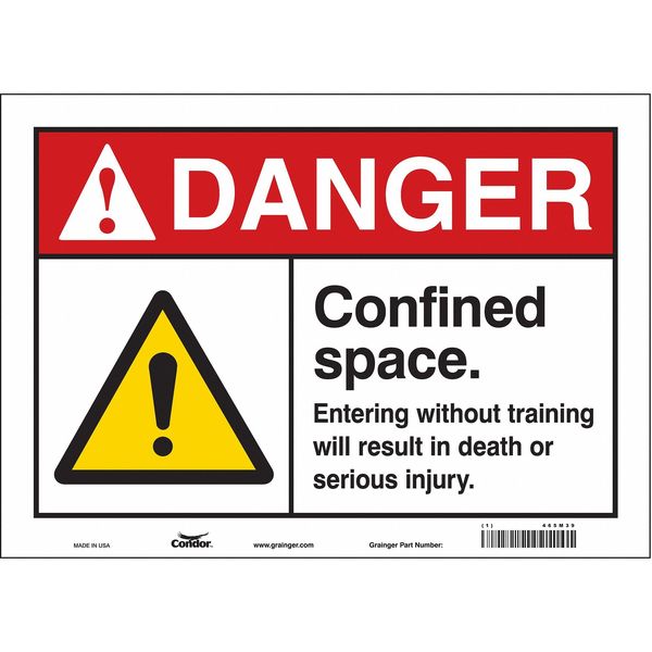 Safety Sign, 10 in Height, 14 in Width, Vinyl, Horizontal Rectangle, English, 465M39