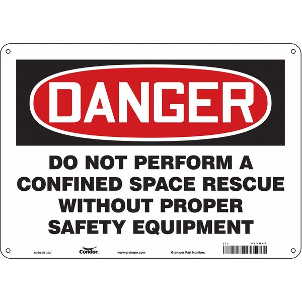 Safety Sign, 10 in Height, 14 in Width, Polyethylene, Horizontal Rectangle, English, 465M45
