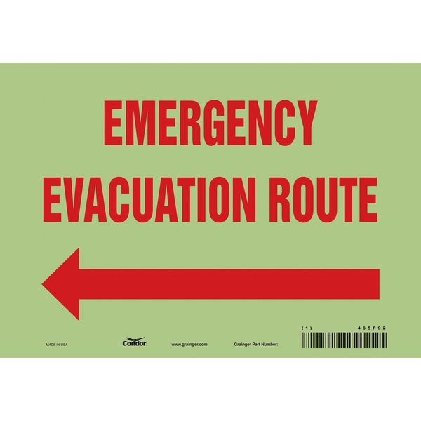 Safety Sign, 7 in H, 10 in W, Glow Vinyl, Vertical Rectangle, English, 465P92