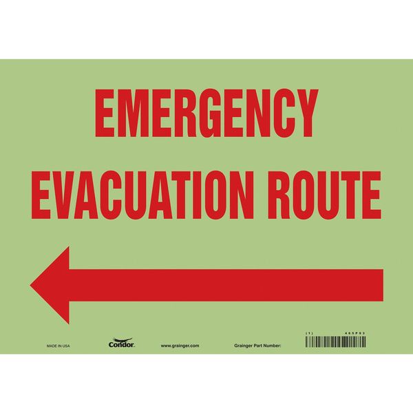 Safety Sign, 10 in H, 14 in W, Glow Vinyl, Horizontal Rectangle, English, 465P93