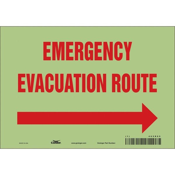 Safety Sign, 7 in H, 10 in W, Glow Vinyl, Vertical Rectangle, English, 465R05