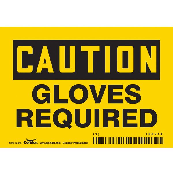 Safety Sign, 3 1/2 in Height, 5 in Width, Vinyl, Horizontal Rectangle, English, 465U18